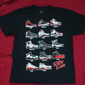 Vintage Black Retro Kicks Graphic T-shirt Mens Size L Good Condition